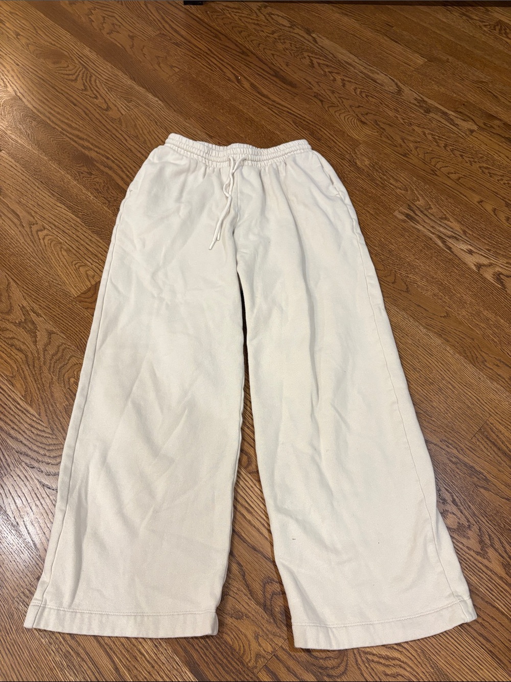 Cream Wide Leg Drawstring Wide Leg SweatPants